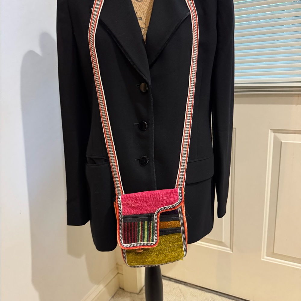 New Handmade in Peru - Striped Pink and Yellow Crossbody Bag